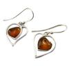 [P2579] - Silver Earrings 'Love' Cognac Amber (rhodium-plated) - 10x10 Mm