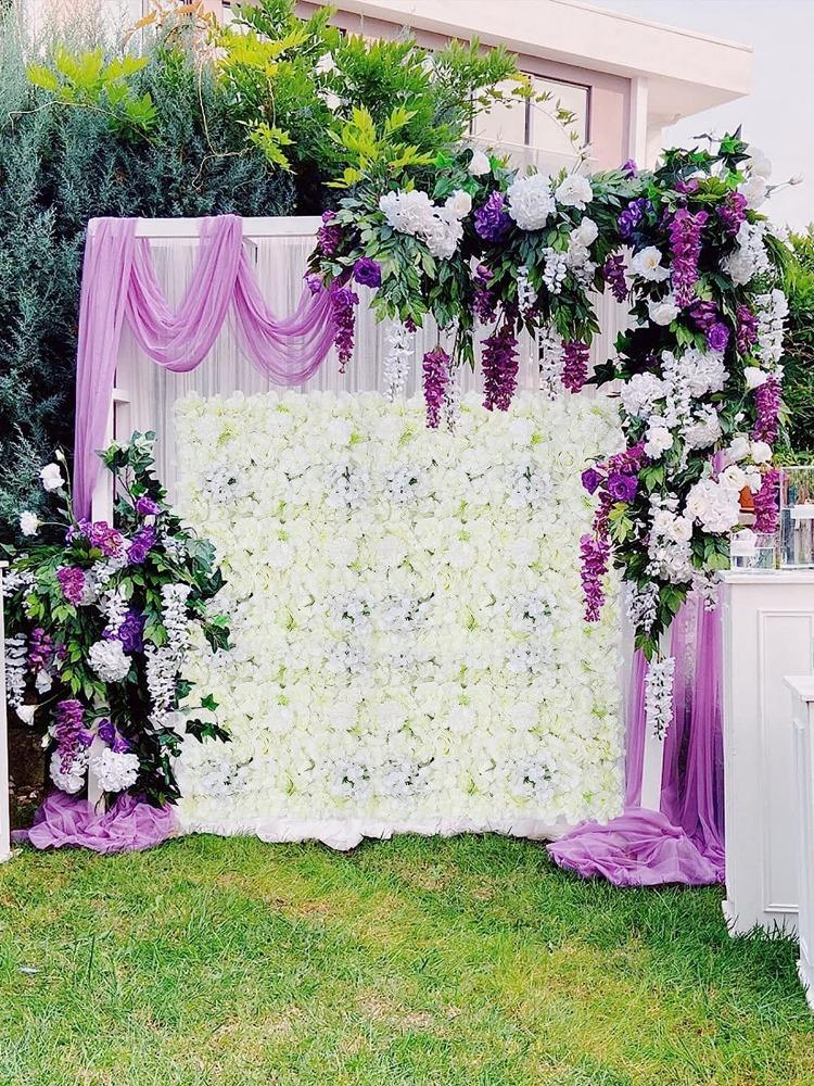 1 шт. 35x35 см Цветочная стена Искусственная Цветочная настенная панель Декоративная искусственная шелковая роза Гортензия Цветочные панели для фотофона Декор для дома, свадьбы, вечеринки