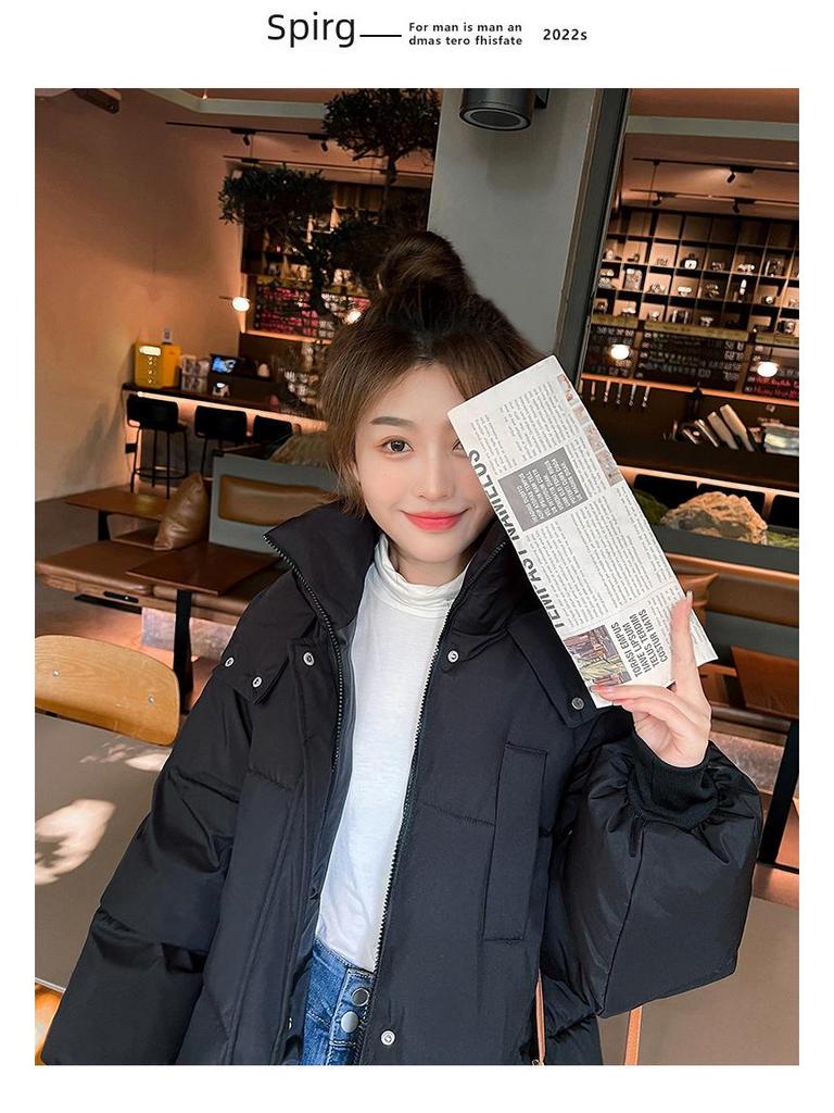 Женская куртка средней длины с капюшоном в корейском стиле из хлопка - плотная, свободная, для зимы