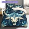 Cow Skull Pattern Bedding Home Decoration Birthday Gift (1 * duvet cover + 2 * pillowcase, without core)