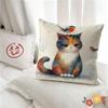 pc Cute Oil Painting Cat Animal Bird Pillow Case Fashion Square Pillowcase Bedroom Sofa Room Ins Decoration Leisure