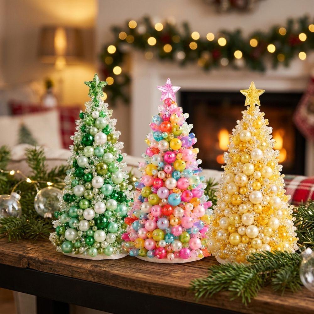Educational Dreamy Beaded Christmas Tree DIY Kit Sparkling Mini Bead Weaving Set Beginner-Friendly