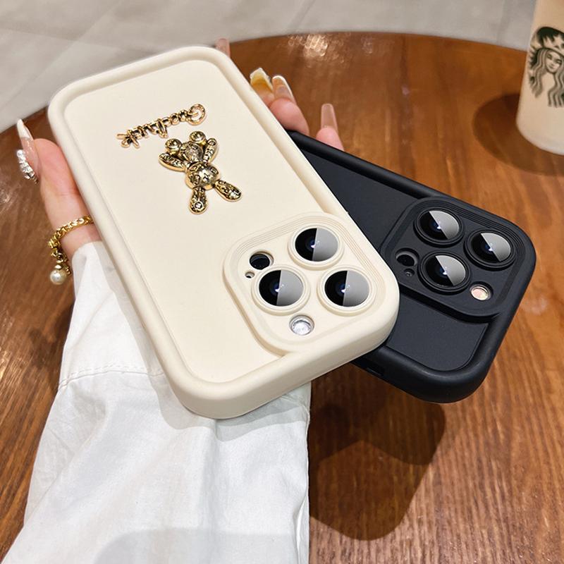 3D милый золотой кролик силиконовый мягкий чехол для телефона iPhone 15 16 Pro Max 14 13 12 11 XS XR 7 8 Plus противоударный чехол Candy Matte