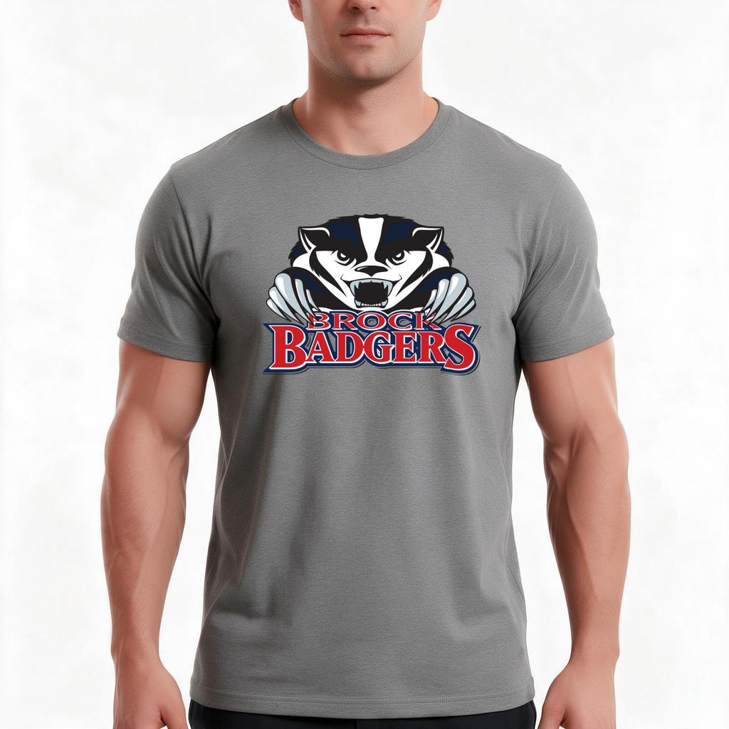 Brock Badgers College Logo1 Tshirt Summer Casual Cotton Tee Oversized Streetwear Tops Vintage Graphic Print 100 Cotton