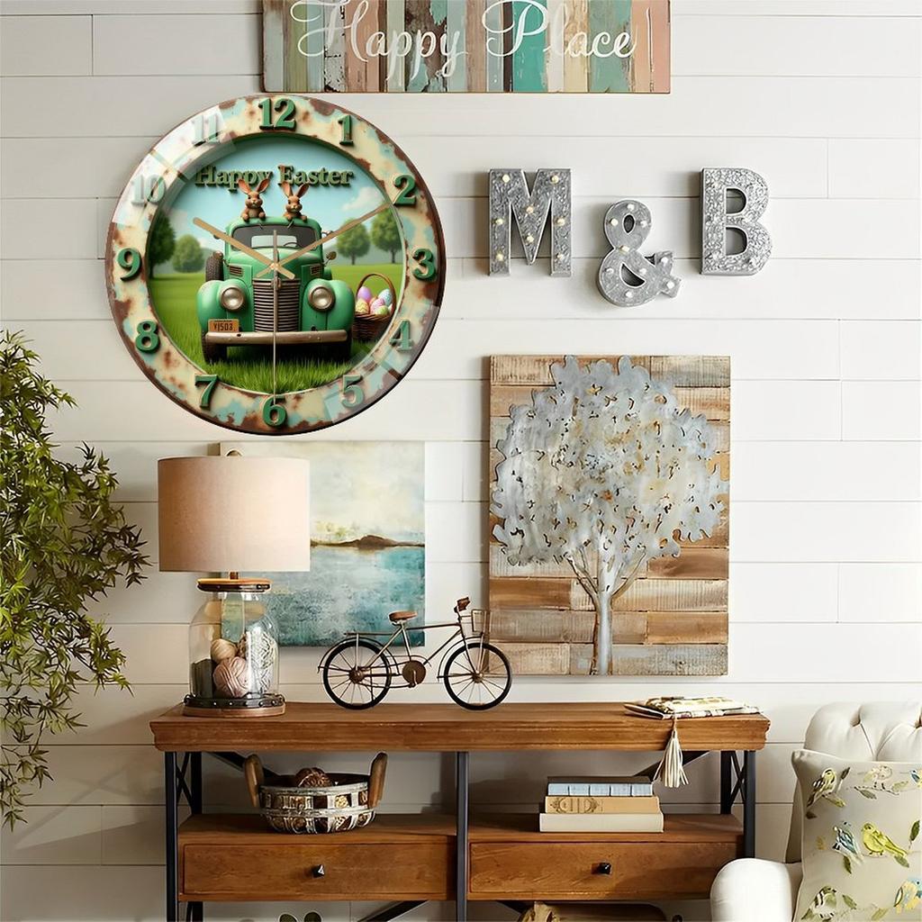 30x30cm Round Wall Clock with High-Transparency Glass and Precision-Cut Metal Frame