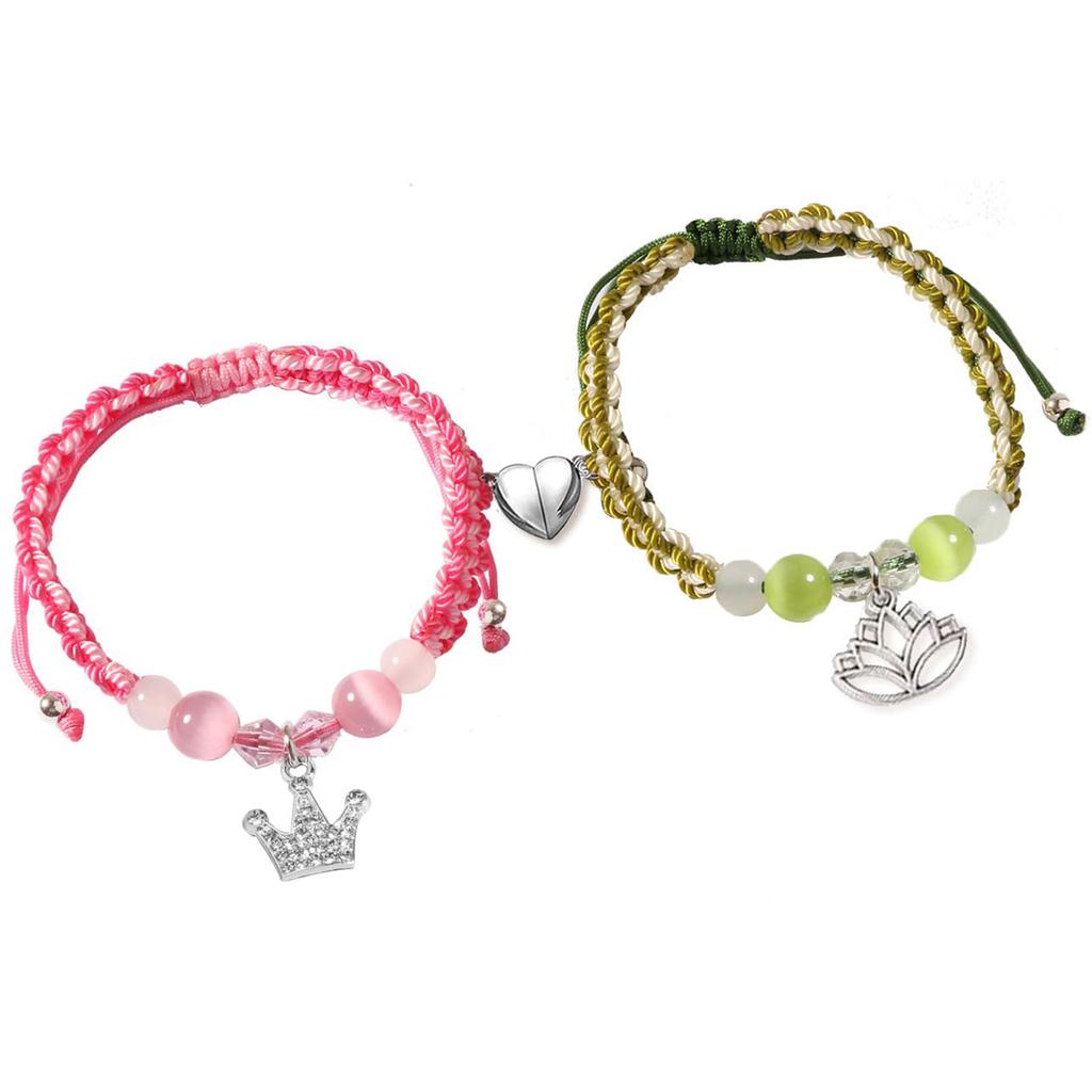 Набор браслетов «Кошечка» ручной работы с магнитной вышивкой «Любовь» с красными и белыми фигурками Человека-паука