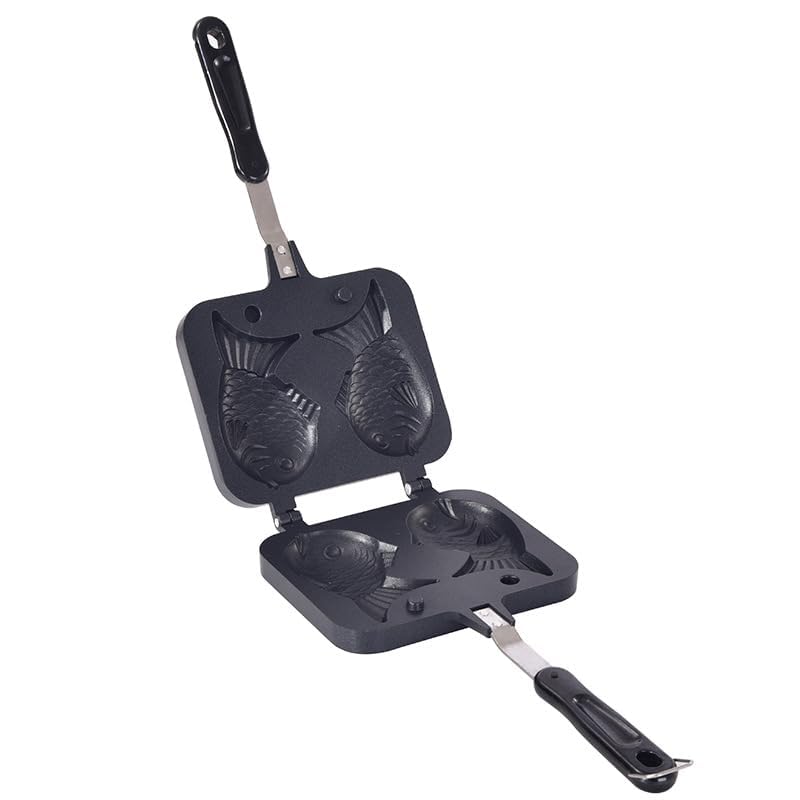 Taiyaki Maker для домашнего использования Прямой тип огня Алюминиевый сплав Taiyaki Maker Домашняя форма для выпечки вафель DIY Форма для печенья Двойная форма для выпечки рыбы