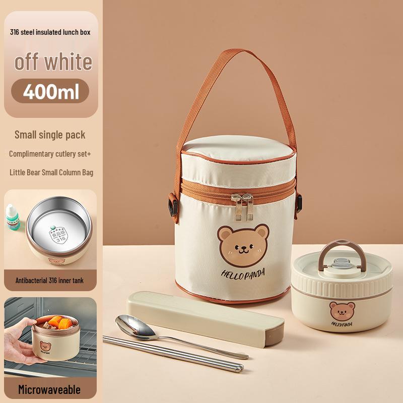 316 Stainless Steel Insulated Double-Layer Microwaveable Bento Lunch Box for Students and Office Workers