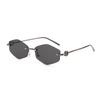 New retro metal frameless high-end sunglasses for men and women fashion trendy outdoor sunscreen sunshade glasses