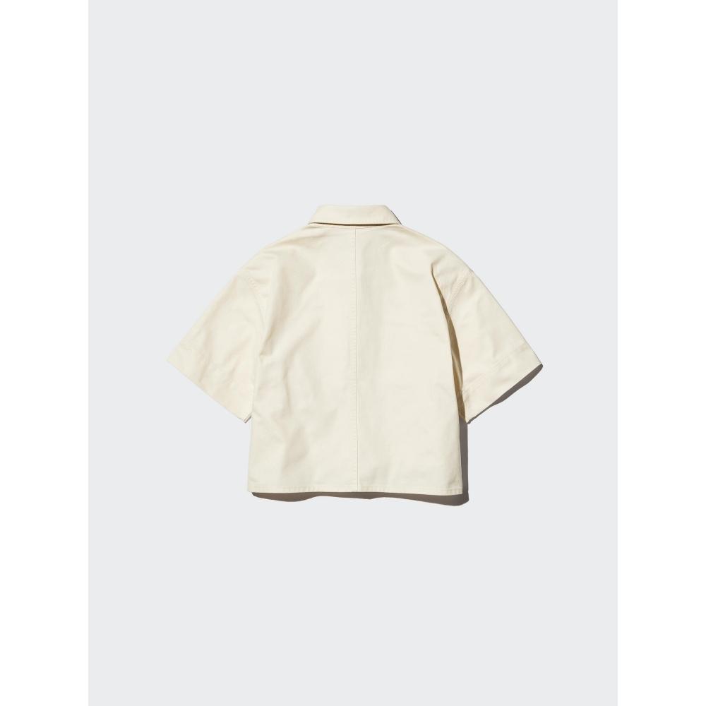 Uniqlo Японская джинсовая рубашка оверсайз с рукавом 5 минут