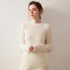 Women's Retro Cable Knit Cashmere Sweater - Autumn/Winter Slim Fit Round Neck Top