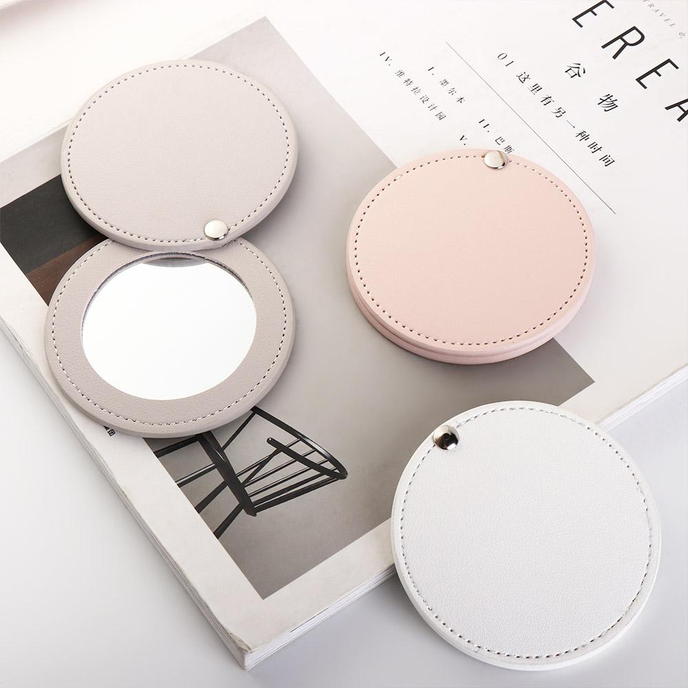 PU Leather Women Girls Cosmetic Mirror Makeup Mirror Compact Pocket Mirror Travel Accessories