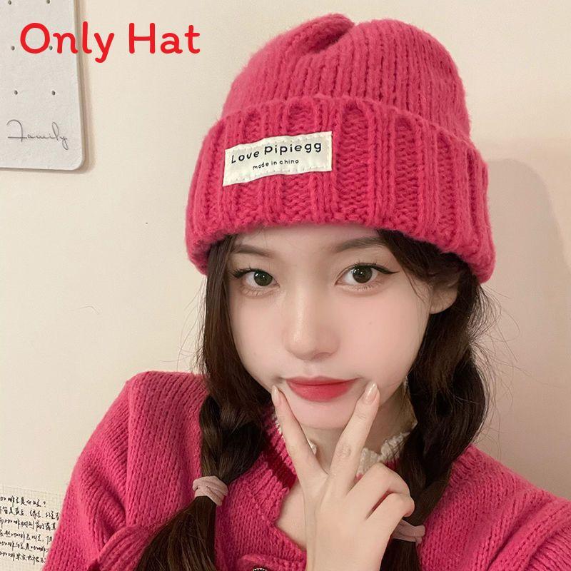 College Style Knitted Hat For Women With Warm Fleece For Winter Outdoor Activities