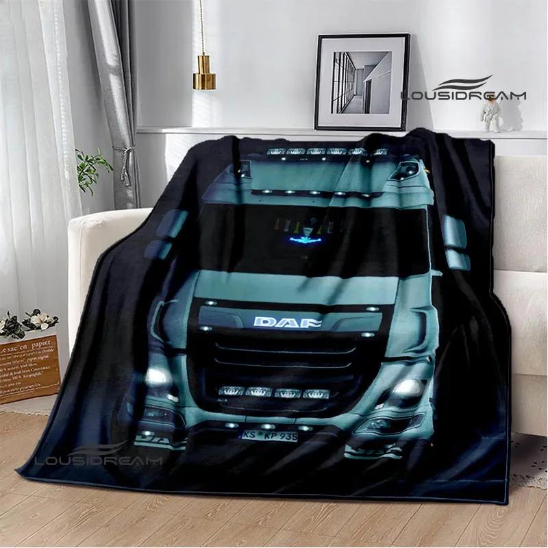 3D Плед с ретро-принтом грузовика DAF Плед для пикника Теплые фланелевые пледы Мягкий и удобный плед Постельное белье Подарок на день рождения