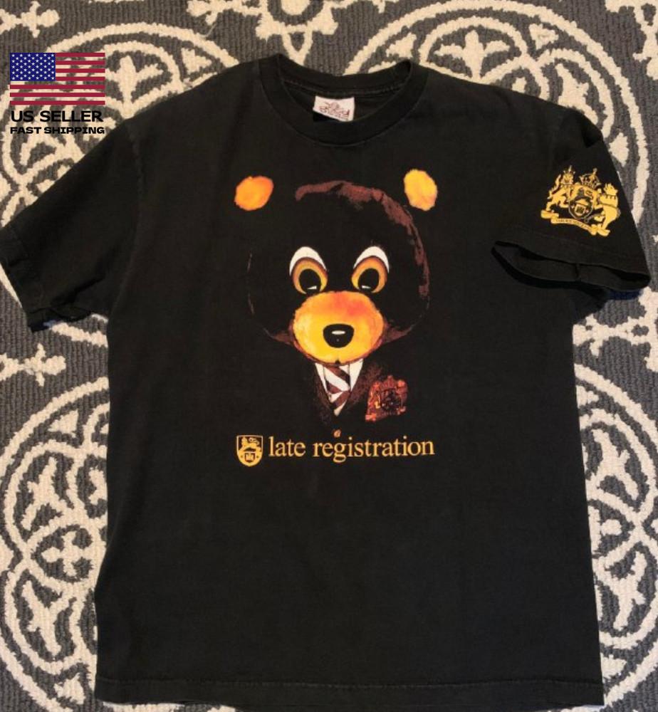 Kanye West Late Registration Ретро Стиль Черная Футболка Все Размеры Унисекс Футболка