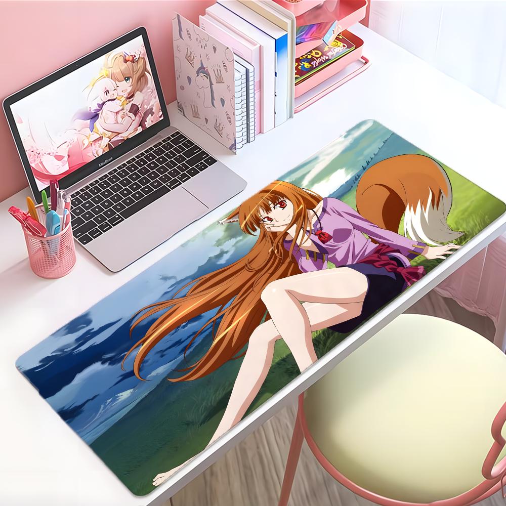 Warm Cute Anime Sspice And Wolf Mouse Pad Large Thick Desk Pad Stitched Edges Gaming Mouse Mat For Pc