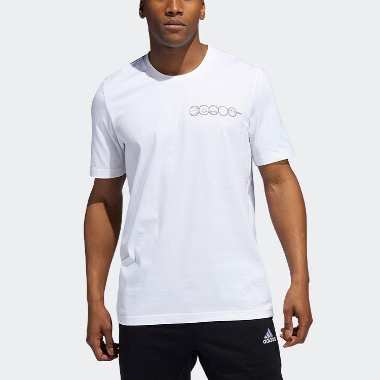 Adidas T Shirts Men's White Crew Neck Moderate Straight Fit GU6287