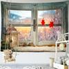 Snow Outside The Window Christmas Gift Tapestry Wall Hanging Art Cartoon Psychedelic Witchcraft Home Decor