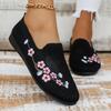 Fashion Embroidery Knitted Loafers Women Mesh Breathable Shallow Flats Shoes Woman Summer Soft Sole Casual Shoes Big Size43