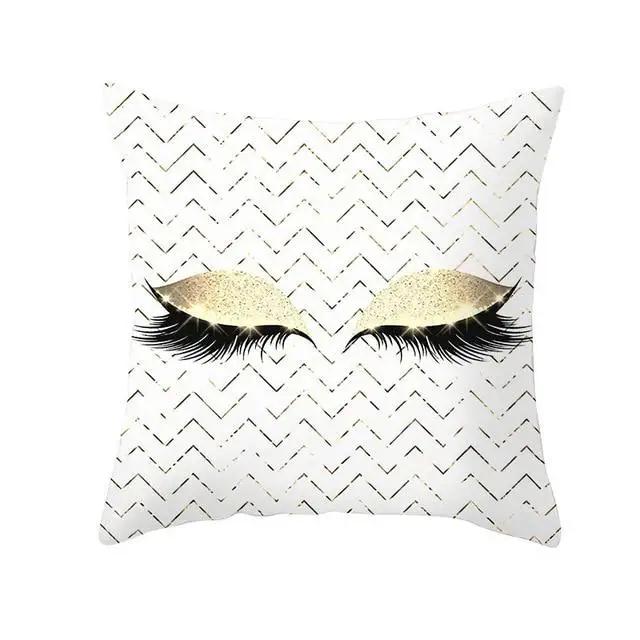Juste de coussin en polyester avec cils, taie d'oreiller, décoration à la mode, canapé, maison