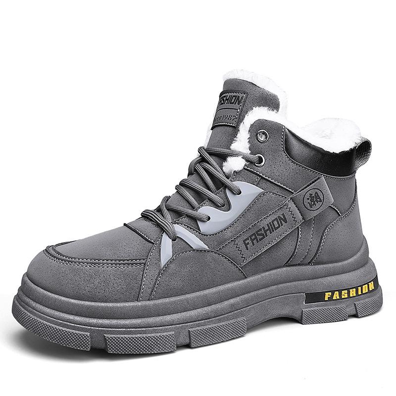 Лучшие мужские ботинки 2024 года, новые зимние с плюшем и толстым утеплителем, две пары хлопковых туфель, мужские меховые интегрированные зимние ботинки
