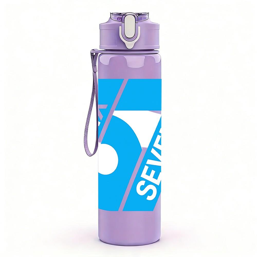 1PC Six Seven Blue Logo Print 750ml Color Plastic Sports Water Bottle Leakproof Flip Straw Lid Suitable for Sports Office Home Use