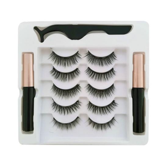 1 Set Magnetic Eyelashes with Eyeliner Tweezer Natural Looking Magnetic Fake Lashes with Applicator Tool Women Girls Eye Makeup Tools
