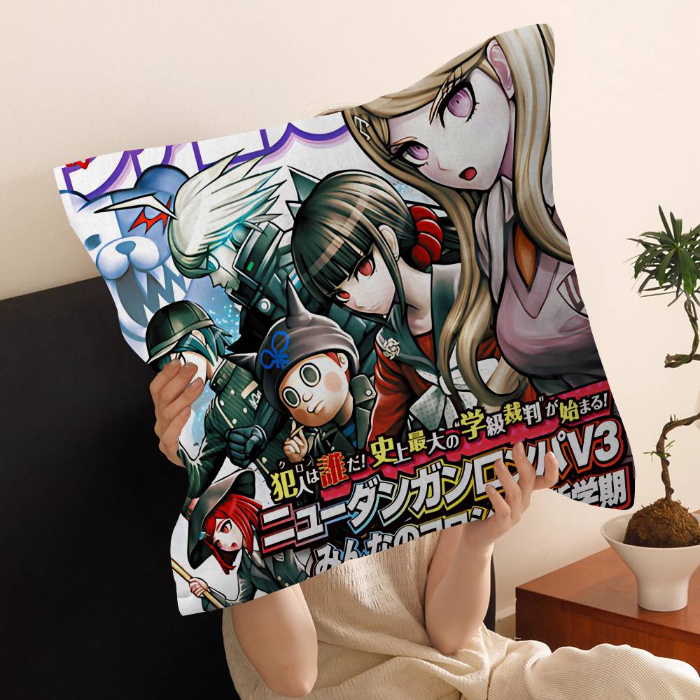 Классическая аниме-подушка Danganronpa Подушка для аниме Подушка для дивана Подушка для изголовья кровати Наволочка Чехол для подушки 45x45 см Модная