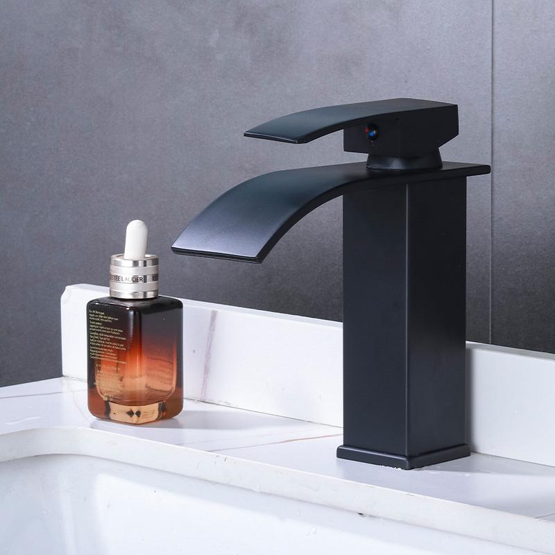 Waterfall style stainless steel faucet suitable for household use, single hole installation for both hot and cold use new style
