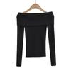 Элегантная трикотажная футболка с длинным рукавом и открытыми плечами, женская однотонная трикотажная футболка, сексуальная модная одежда Y2k, осенний топ
