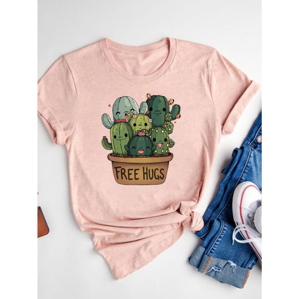 Watercolor Love Heart Sweet Fashion Short Sleeve Print T Shirt Tee Basic Clothing Summer Top Graphic T-shirt Women Clothes