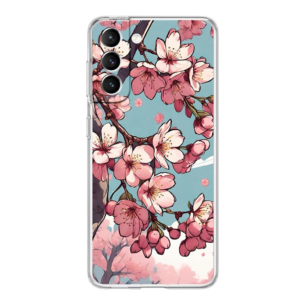 Чехол для телефона 'Цветущая вишня' для Samsung Galaxy S24 S23 S22 S20 Ultra S21 FE 5G S10 S9 Plus S10E S8 Мягкий силиконовый прозрачный чехол