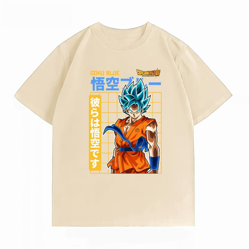 Dragon Ball Super Goku Super Saiyan Blue Print T-shirt Casual Short Sleeve Cotton Anime Streetwear T-shirt Unisex