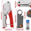 Coaxial Cable Crimper Tool RG6 Wire Stripper Crimper Tool with 5 F Type Compression Connectors for RG59/RG59 Quad/RG6/RG6 Quad
