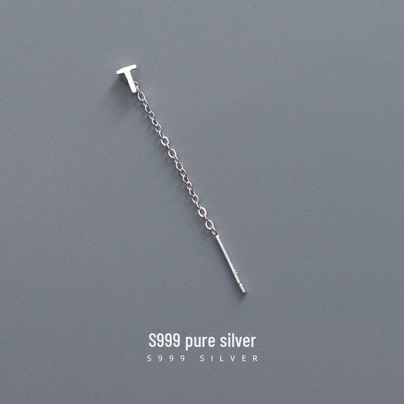 Серьги-буквы Banyan Tree S999 из стерлингового серебра для женщин — модный холодный стиль 2023 года