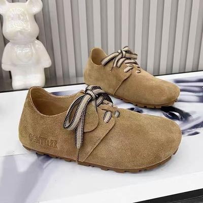 Модные осенние женские туфли на плоской подошве с круглым носком на плоской подошве для женщин со шнуровкой, легкие повседневные туфли-лоферы, уличные нескользящие туфли на платформе