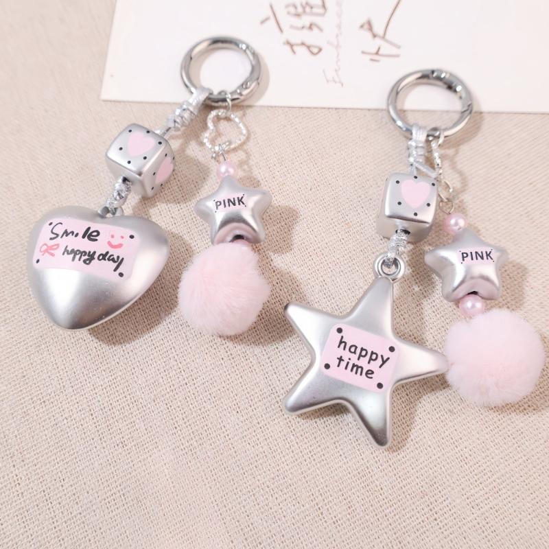 1pc Trendy Silver Star Fur Ball for Women with Cute Charm, Decorative Accessory for Keys, Bags & Backpacks Gift Bag Charm