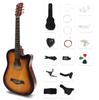 Акустическая гитара, набор из 17 предметов, набор для начинающих, учебная гитара для начинающих, в комплекте мягкий чехол, акустическая гитара, глянцевая, закатно-красная, LGRL-A1