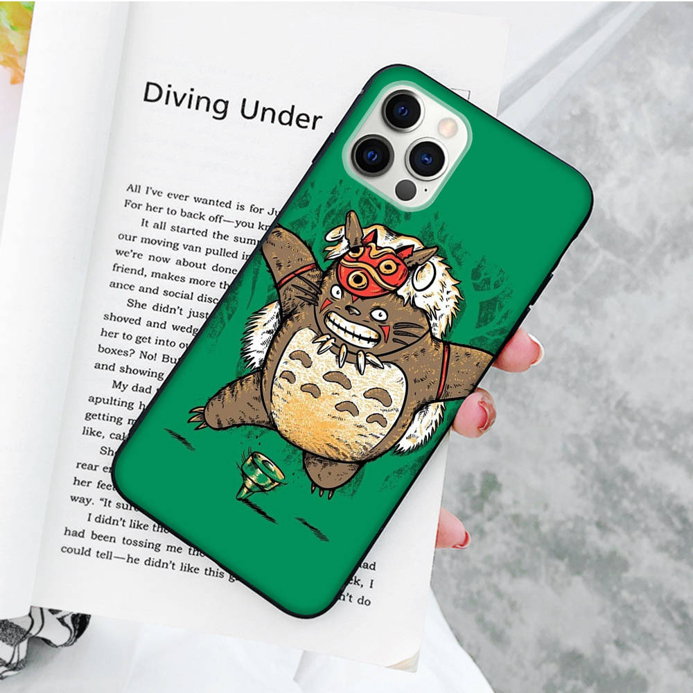 JW56 Cute Totoro Anime Black Soft Case for OPPO Reno 8 6 5 4 Pro Plus Find X3 A17 A3 A31 A38 A40 A53 A54 A55 A74 A76 A78 A77 A80 A94 A95 A96 Lite