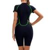 Женский слитный купальник с короткими рукавами на молнии и плоским углом, женские плавки с тремя точками и подкладкой для груди