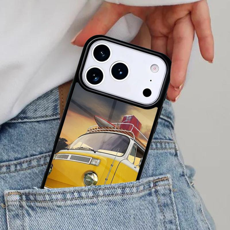 Combi Van Surf Bumper Phone Case for iPhone 16e 15 14 13 12 17 Pro Max Plus Air 17pro Cover Coque