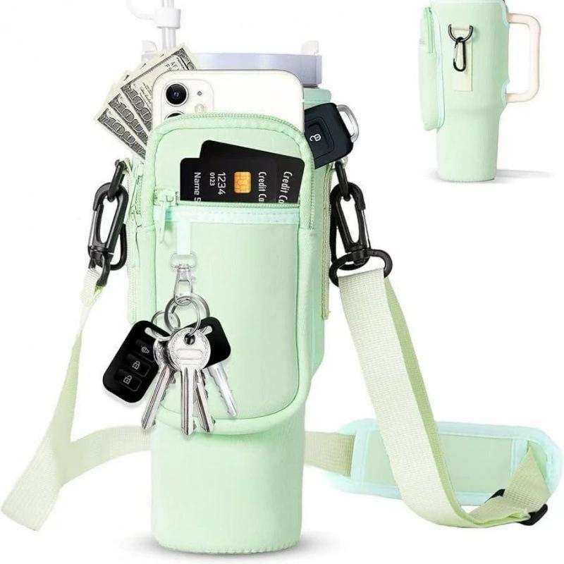 Сумка для бутылки с водой с карманом для стакана на 40 унций с ручкой Неопреновая спортивная сумка-держатель для бутылки с водой