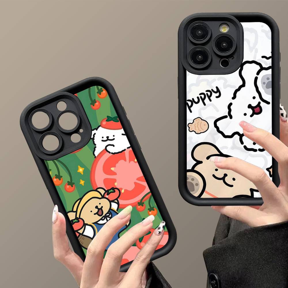 Maltese Cute Line Puppy Dog For IPhone 17 Pro Max 16 15 14 13 12 11 Plus Black Soft Phone Cover