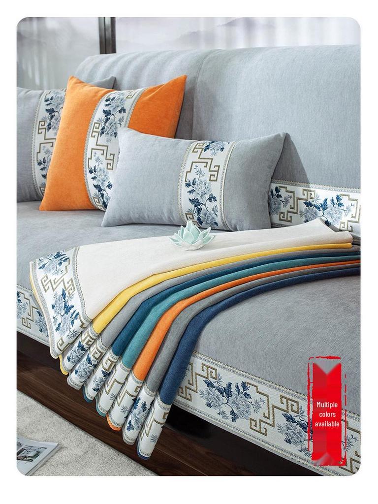 Универсальный нескользящий чехол для дивана из шенилла на все сезоны - Высококачественная подушка из массива дерева и палисандра