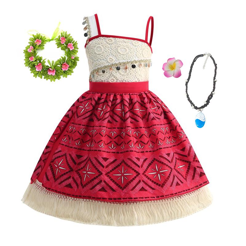 2 4 6 8 Yrs Kids Vaiana Clothing Set Role Playing Moana Disguise Princess Dress Up Pageant Apparel Beach Hawaii Frock