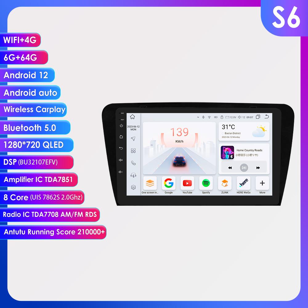 Android 13 Autoradio Carplay pour SKODA Octavia 3 2013-2018 lecteur multimédia GPS stéréo 7862 unité principale 2din autoradio écran FM