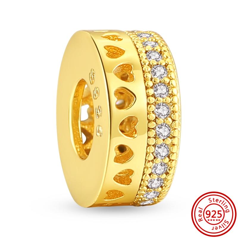 S925 Sterling Silver Golden Charm Crown Family Tree Safety Chain Hollow Beads Fit Original Bracelets Women Europe Jewelry