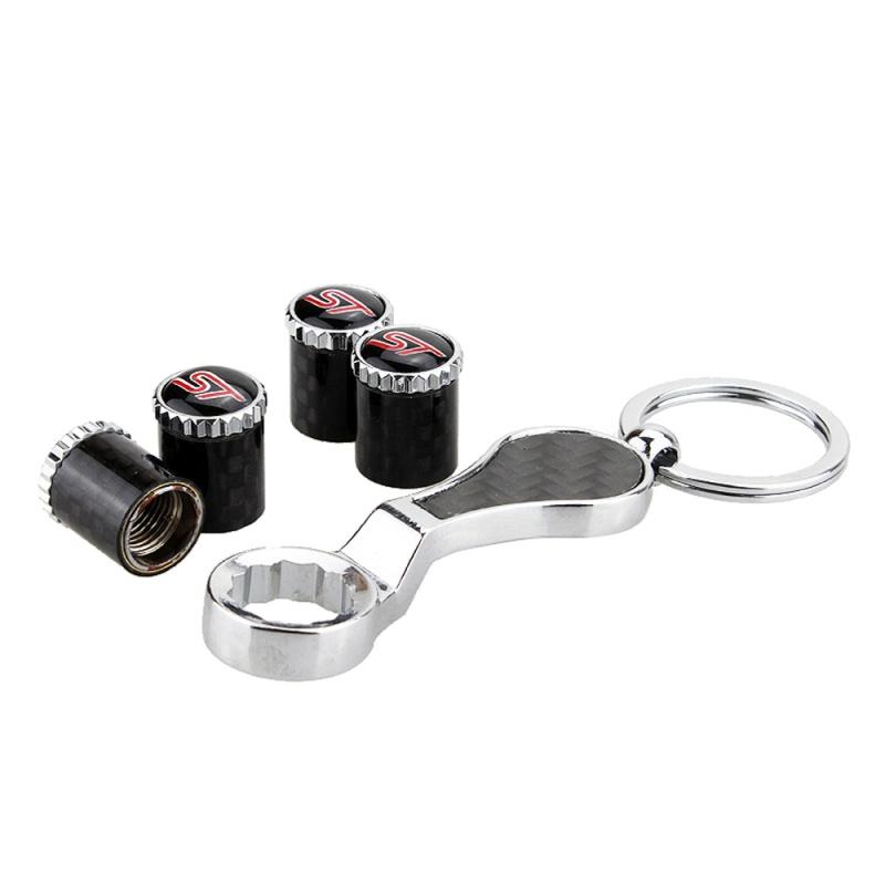 Стайлинг автомобиля из углеродного волокна, колпачки для стержней клапанов шин, логотип ST, пригодный для Ford Focus 2 3 Mondeo MK5 Kuga Fiesta Fusion Mustang, автоаксессуары