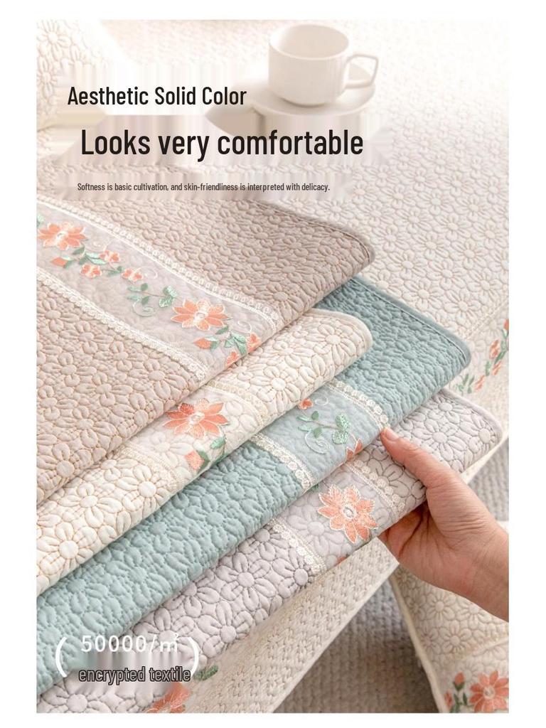 Han Подушка на диван из чистого хлопка с нескользящим покрытием, Пасторальный кремовый стиль, Универсальный чехол на сиденье для четырех сезонов