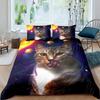 Galaxy Cat Duvet Cover Set Girls 3D Digital Cat Bedding Set Galaxy Colorful Cat Starry Sky Comforter Cover Lover Quilt Cover